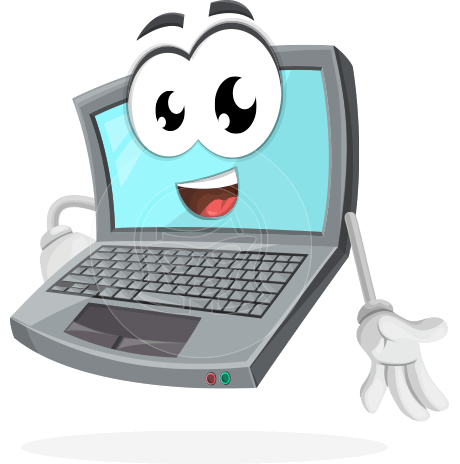 Computer Cartoon Vector Character AKA Topper the Friendly Laptop